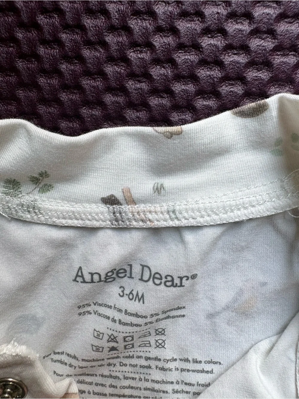 NWT Angel Dear Woodland Babies bamboo Romper 3-6M + Giraffe Rattle Ring Bundle